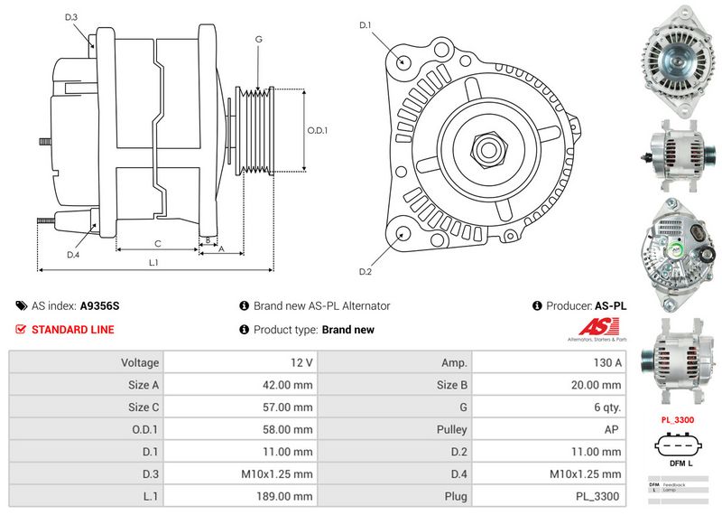 AS-PL A9356S Alternator