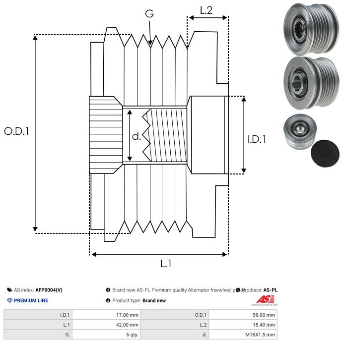 AS-PL AFP0004(V) Alternator Freewheel Clutch