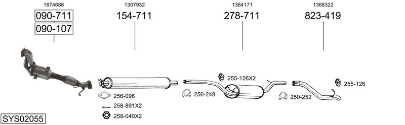 BOSAL kipufogórendszer SYS02055