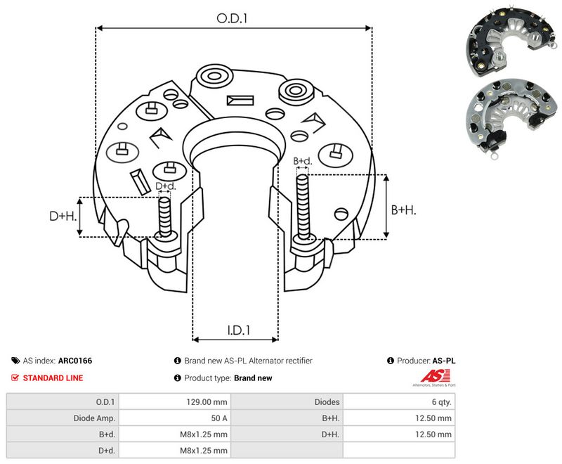 AS-PL ARC0166 Rectifier, alternator