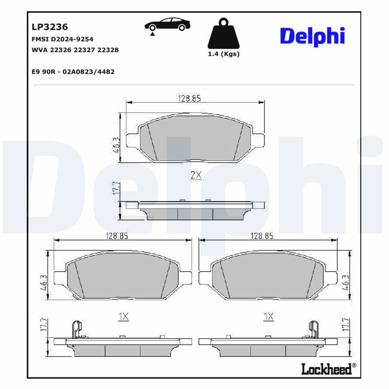 Piduriklotsi komplekt, ketaspidur, DELPHI LP3236