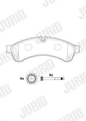 Комплект гальмівних накладок, дискове гальмо, Jurid 2923109560