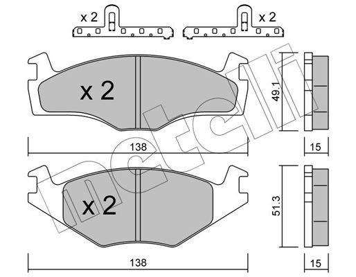 Комплект гальмівних накладок, дискове гальмо, Metelli 22-0045-0K