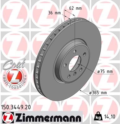 Гальмівний диск, Zimmermann 150.3449.20