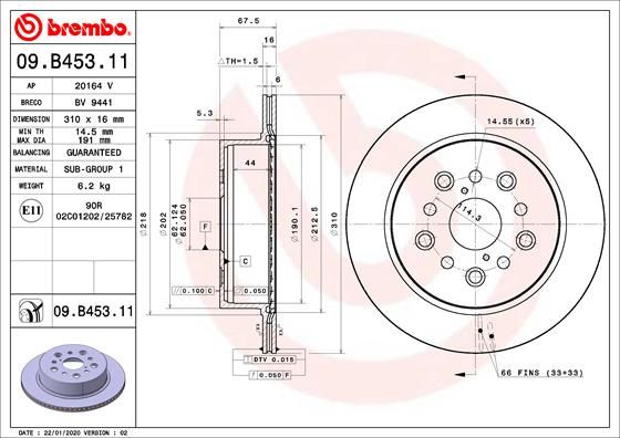 Гальмівний диск, Brembo 09.B453.11