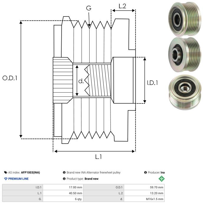 AS-PL AFP1003(INA) Alternator Freewheel Clutch