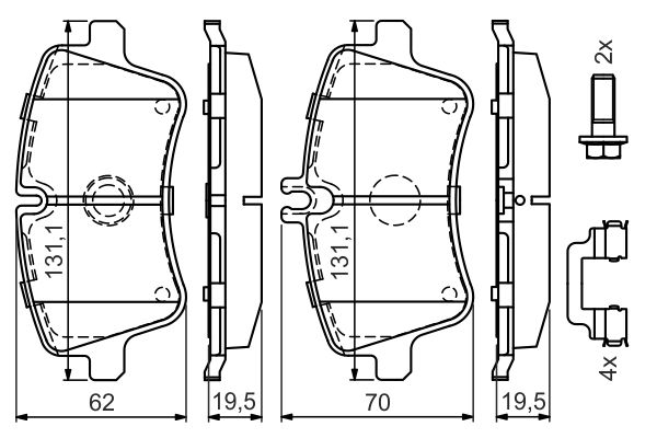Piduriklotsi komplekt, ketaspidur, BOSCH 0 986 494 607