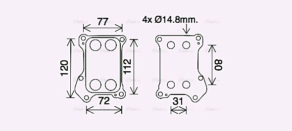 Охолоджувач оливи, моторна олива, FIAT DOBLO (152, 263) (09-) 1.3 MJTD (пр-во AVA), Ava OL3688