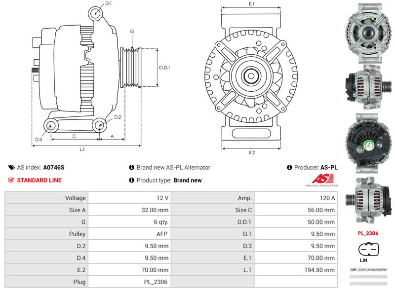 AS-PL A0746S Alternator