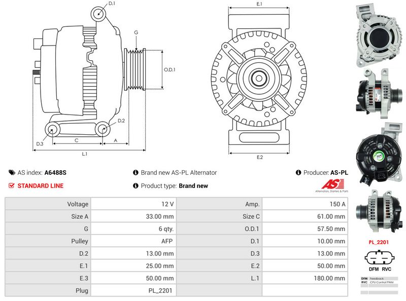 AS-PL A6488S Alternator
