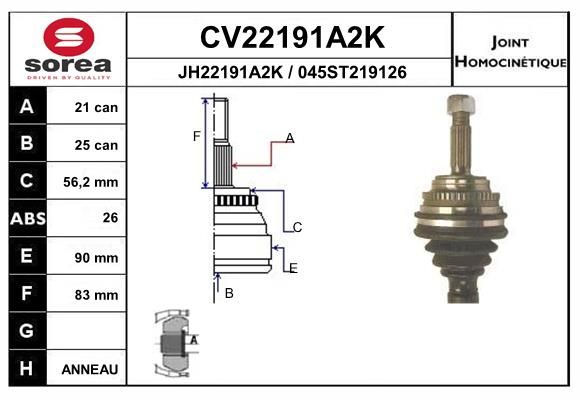 EAI csuklókészlet, hajtótengely CV22191A2K