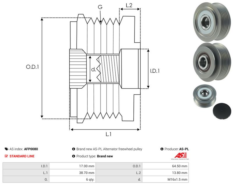 AS-PL AFP0080 Alternator Freewheel Clutch