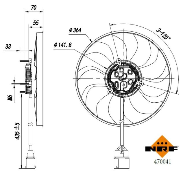 NRF ventilátor, motorhűtés 470041