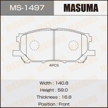 Комплект гальмівних колодок, Masuma MS1497