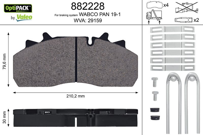 set placute frana,frana disc VALEO OPTIPACK 882228