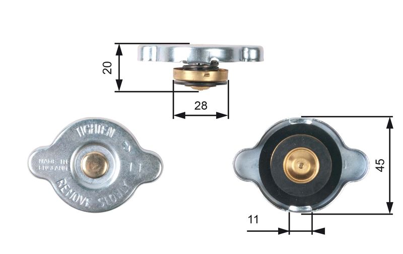 Запірна кришка, радіатор, Ford/Honda/Hyundai/Kia/Mazda/Mitsubishi/Nissan/Subaru/Toyota 1.0-5.0 7, Gates RC133