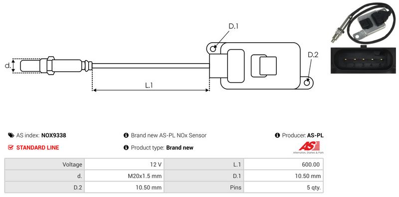AS-PL NOX9338 NOx Sensor, urea injection