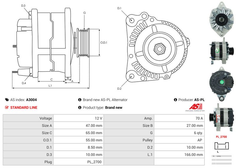 AS-PL A3004 Alternator