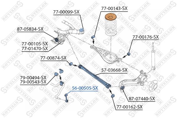 Тяга/стійка, стабілізатор, Stellox 56-00505-SX