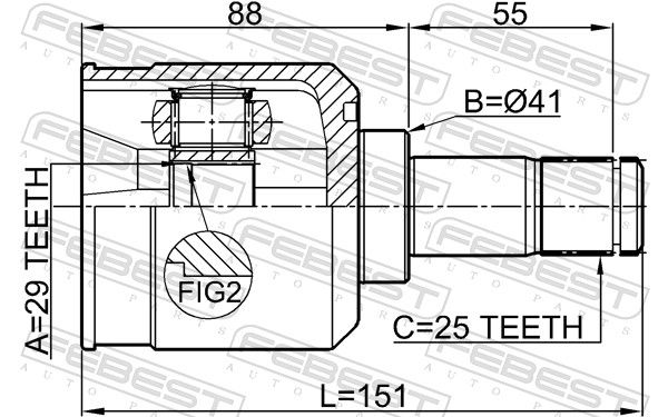 FEBEST 0411-CY2AT Joint Kit, drive shaft