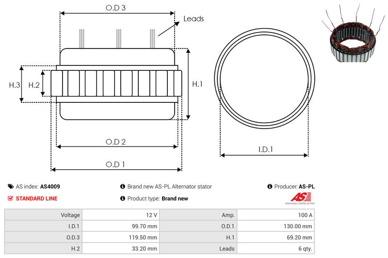 Staator, generaator, AS-PL AS4009