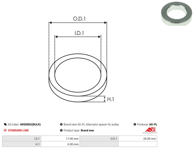 AS-PL ARS0062(BULK) Repair Set, alternator