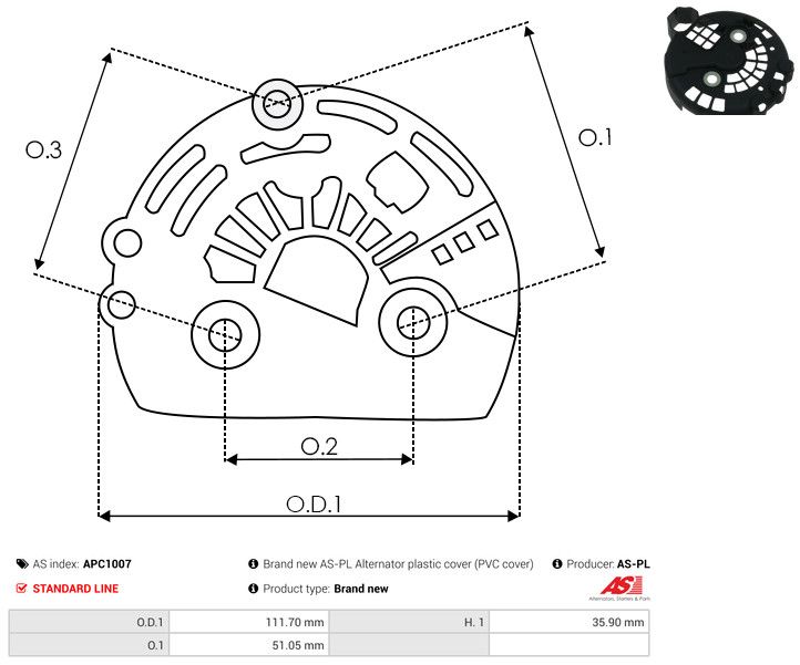 AS-PL APC1007 Protective Cap, alternator