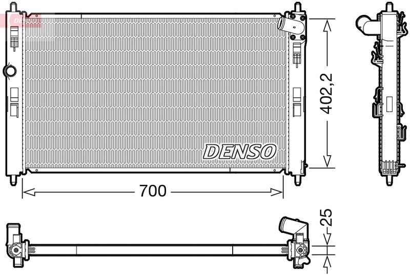 Радіатор, система охолодження двигуна, Denso DRM45053