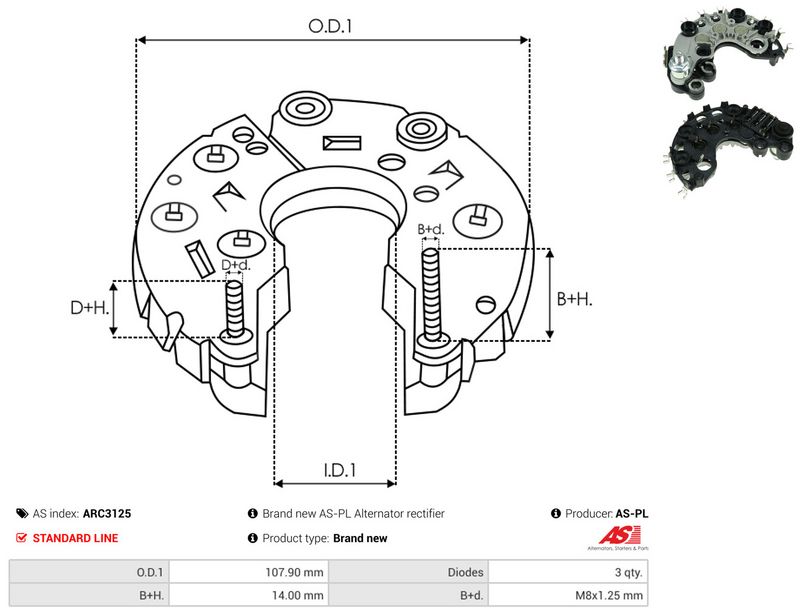 AS-PL ARC3125 Rectifier, alternator