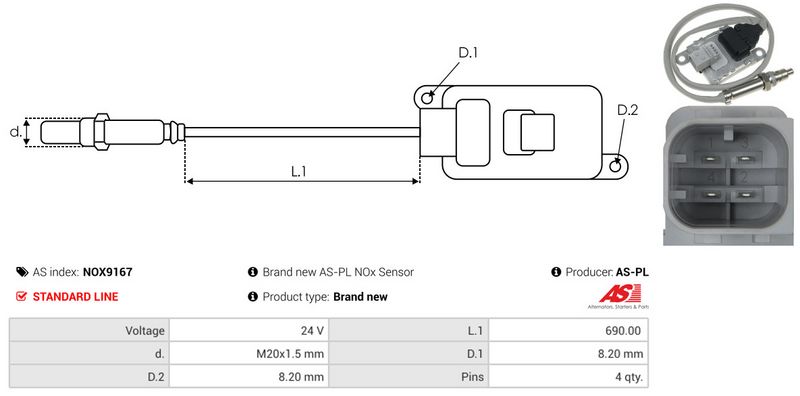AS-PL NOX9167 NOx Sensor, urea injection