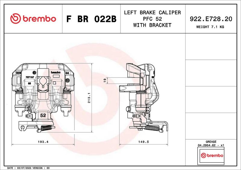 Etrier frana F BR 022B BREMBO
