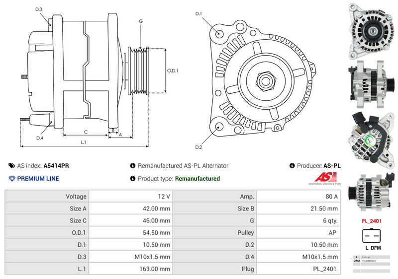 AS-PL A5414PR Alternator