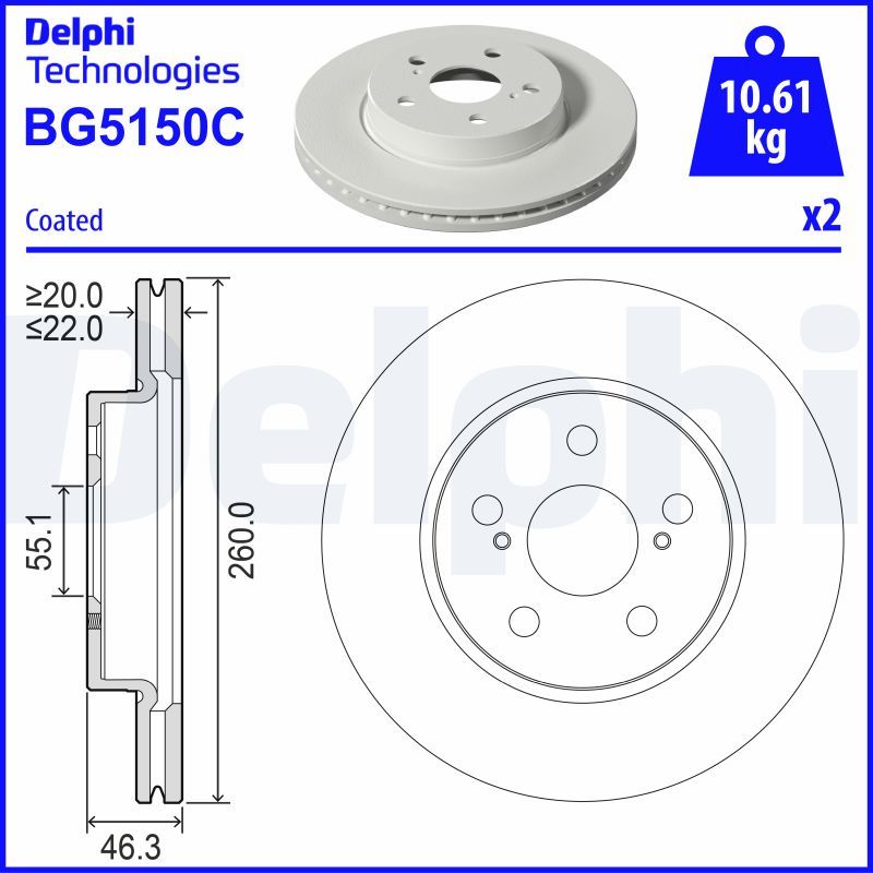 Гальмівний диск, Delphi BG5150C