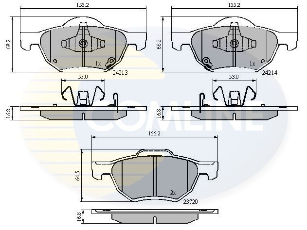 Комплект гальмівних накладок, дискове гальмо, Comline CBP31195