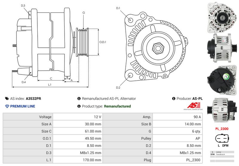 AS-PL A3532PR Alternator