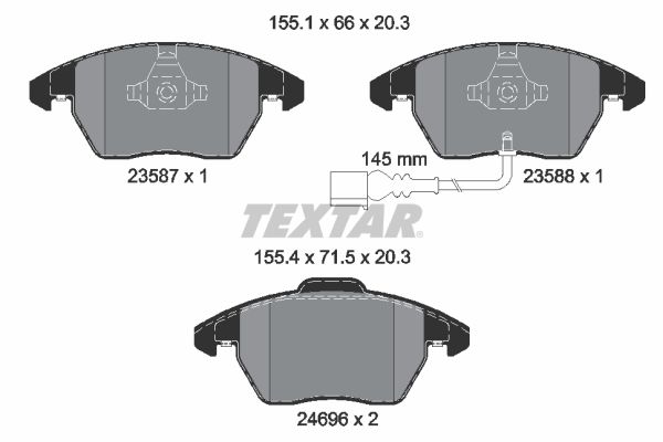 Комплект гальмівних накладок, дискове гальмо, Textar 2469602