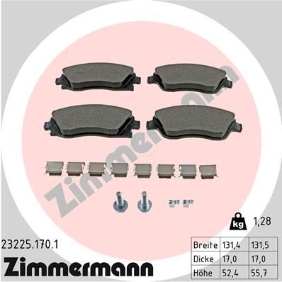 Комплект гальмівних накладок, дискове гальмо, Zimmermann 23225.170.1