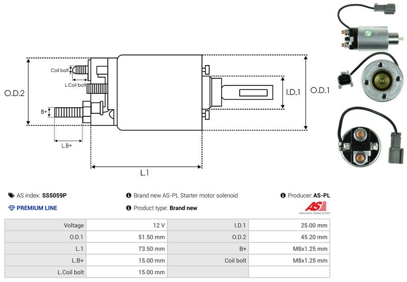 AS-PL SS5059P Solenoid Switch, starter