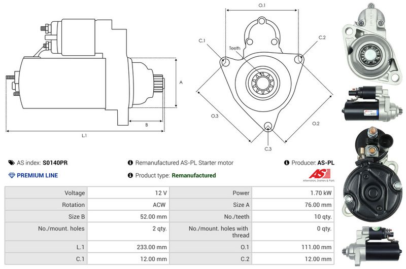 AS-PL S0140PR Starter