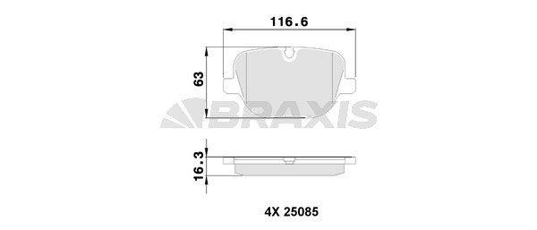 Комплект гальмівних накладок, дискове гальмо, Braxis AA0510