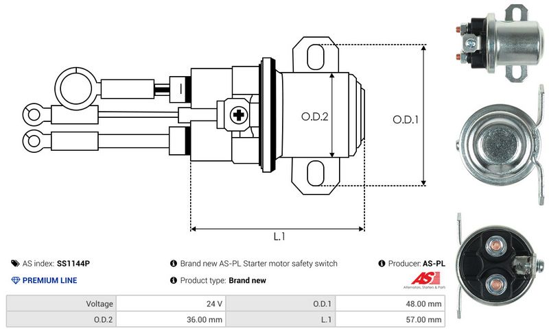 AS-PL SS1144P Solenoid Switch, starter