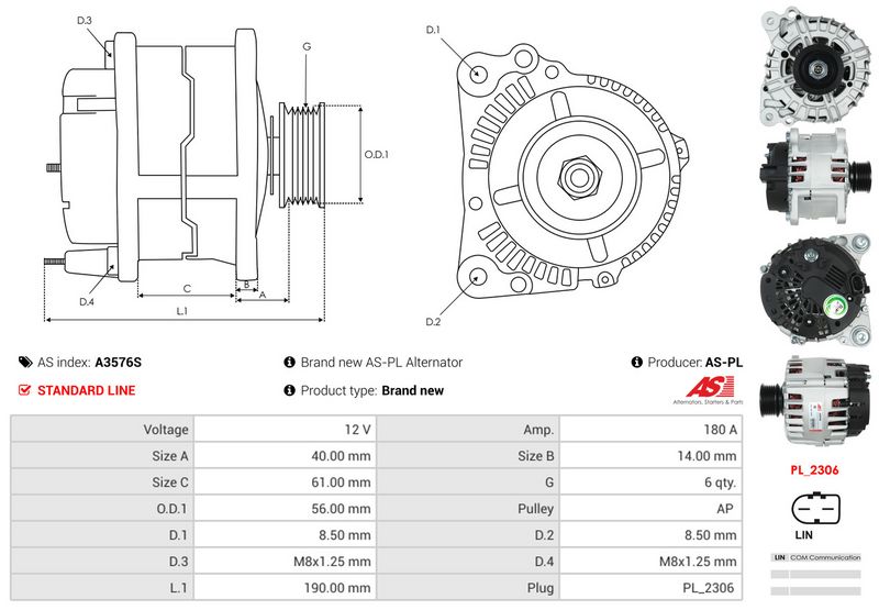 AS-PL A3576S Alternator