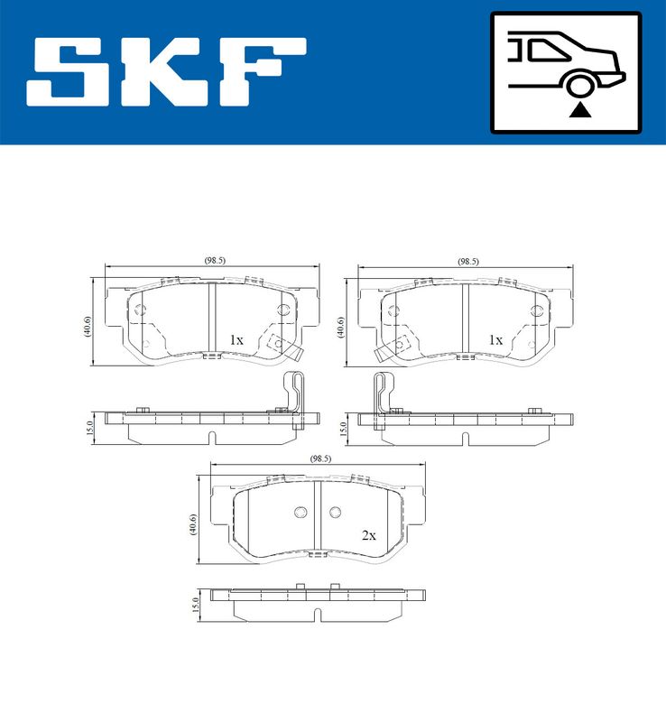 Комплект гальмівних накладок, дискове гальмо, Skf VKBP90340A