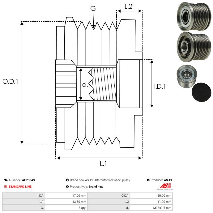 AS-PL AFP0049 Alternator Freewheel Clutch