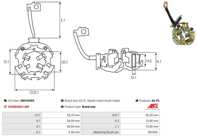 AS-PL SBH1039S Holder, carbon brushes