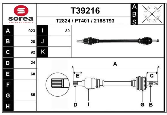 EAI hajtótengely T39216