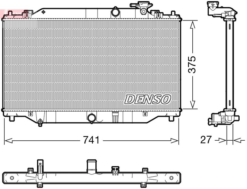 Радіатор, система охолодження двигуна, Denso DRM44049