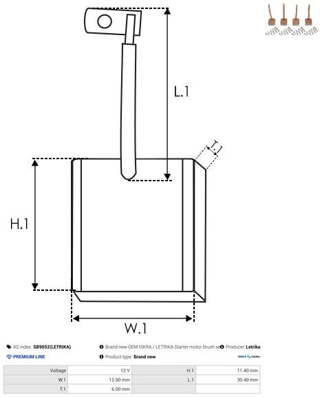 Süsinikuhari, starter, AS-PL SB9052(LETRIKA)