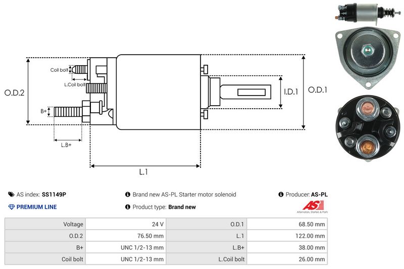 AS-PL SS1149P Solenoid Switch, starter