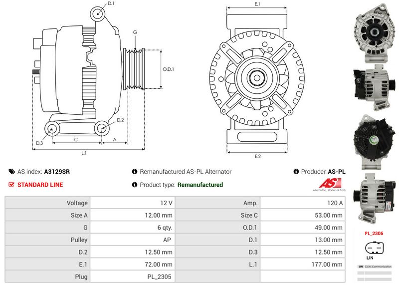 AS-PL A3129SR Alternator